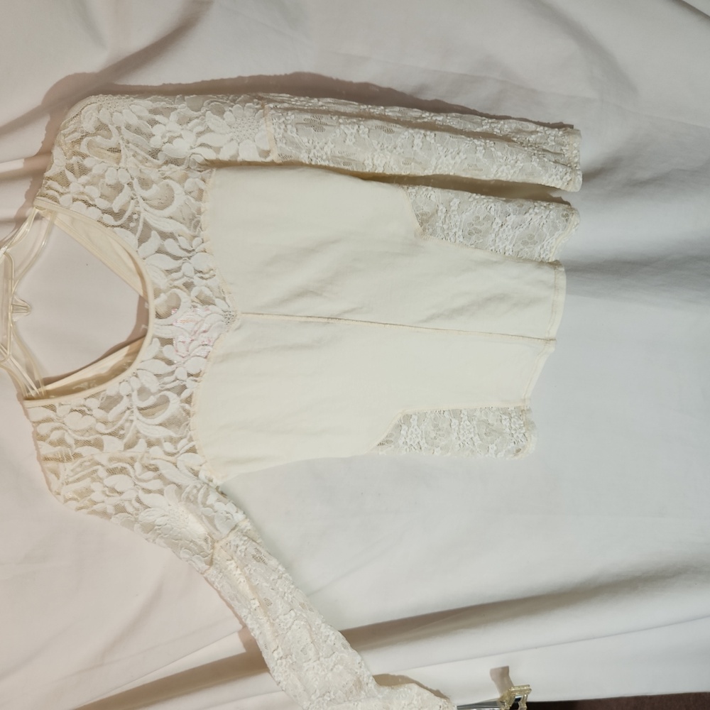 Free People Cream Lacey Open Back Top NWT